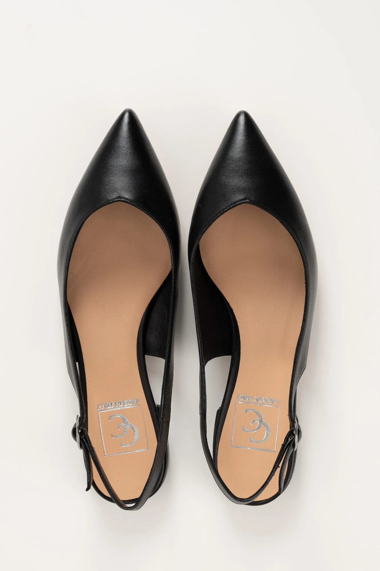 Slingback Flat Malin 600 | Svart Skinn