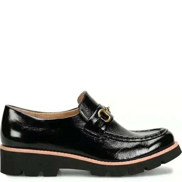 Sofft Women's Prewitt Horsebit Patten Leather Black Loafers Size 9.5