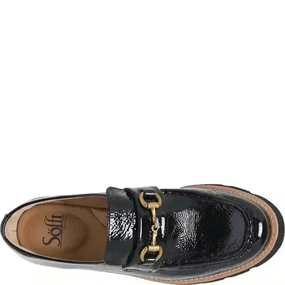 Sofft Women's Prewitt Horsebit Patten Leather Black Loafers Size 9.5