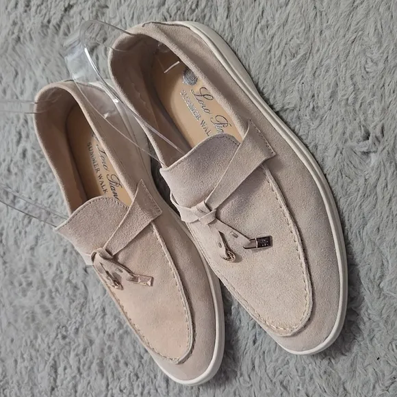 Soft suede cream blush lightweight loafers