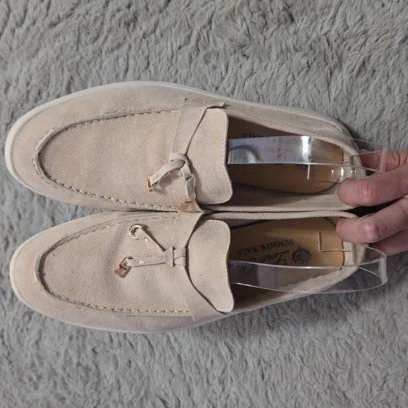 Soft suede cream blush lightweight loafers