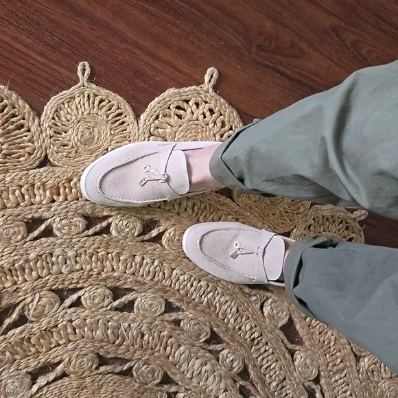 Soft suede cream blush lightweight loafers