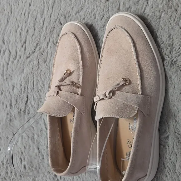 Soft suede cream blush lightweight loafers