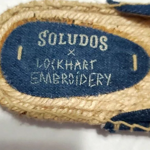 Soludos Lockhart Denim Colorful Fire Flame Embroidery Boho Summer Espadrilles