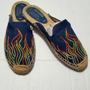 Soludos Lockhart Denim Colorful Fire Flame Embroidery Boho Summer Espadrilles