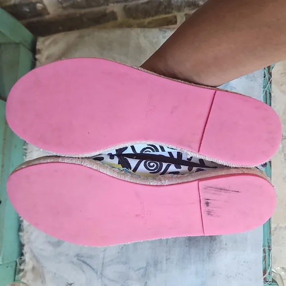 Sophia Webster Black And White Canvas Leather Espadrille Flats