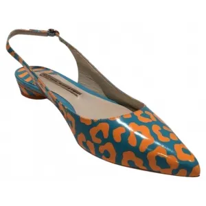 Sophia Webster Printed Patent Leather Slingback Flats Size 37EU NEW