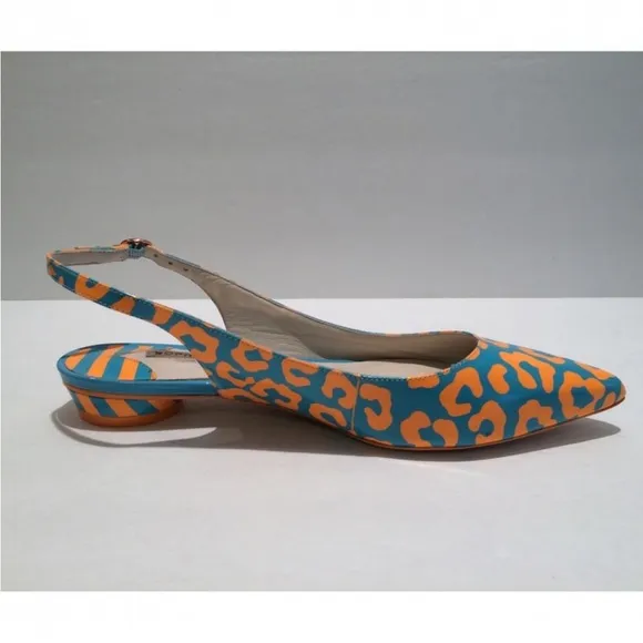 Sophia Webster Printed Patent Leather Slingback Flats Size 37EU NEW