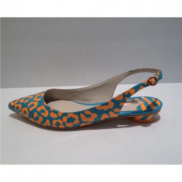 Sophia Webster Printed Patent Leather Slingback Flats Size 37EU NEW
