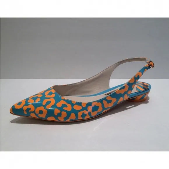 Sophia Webster Printed Patent Leather Slingback Flats Size 37EU NEW