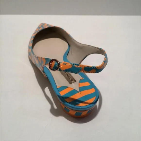 Sophia Webster Printed Patent Leather Slingback Flats Size 37EU NEW