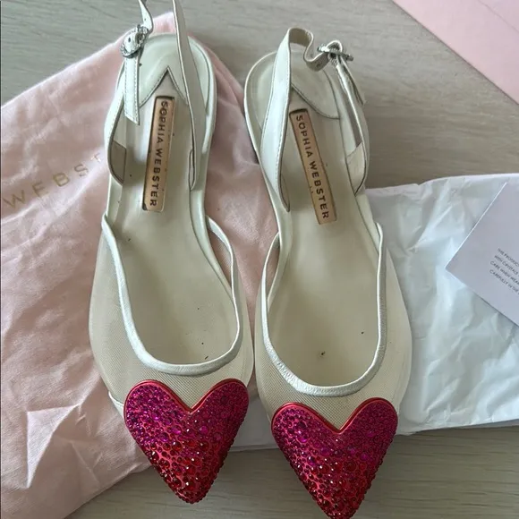 Sophia Webster White and Pink Heart Women's Shoes