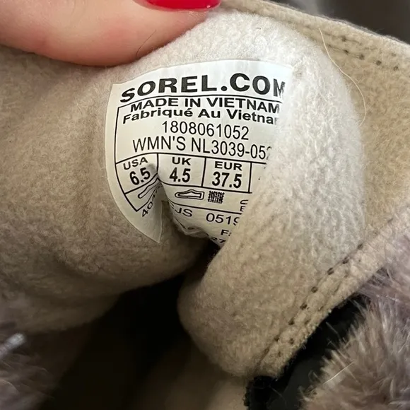 Sorel Boots NL-3039-052 Explorer Joan Shearling  Gray Leather Bootie Siz…