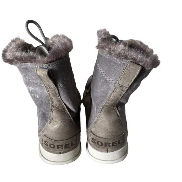 Sorel Boots NL-3039-052 Explorer Joan Shearling  Gray Leather Bootie Siz…