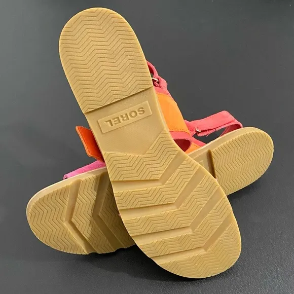 Sorel Ella lll Slingback Sandals Adjustable Strap Pink Orange Like New