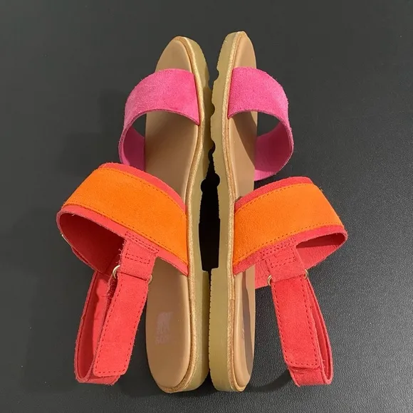 Sorel Ella lll Slingback Sandals Adjustable Strap Pink Orange Like New