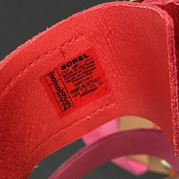 Sorel Ella lll Slingback Sandals Adjustable Strap Pink Orange Like New