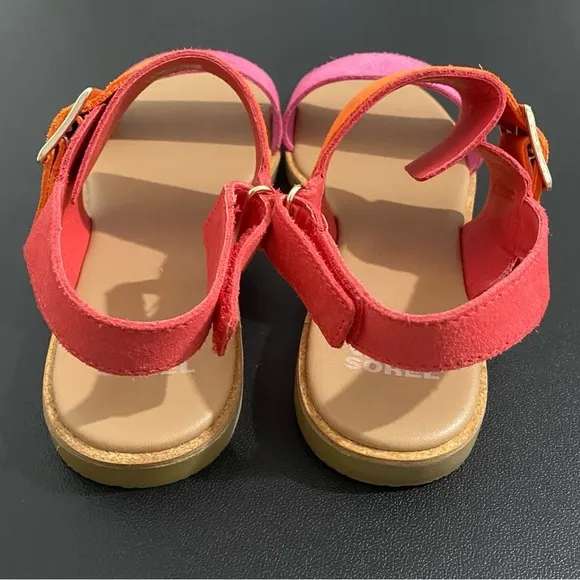Sorel Ella lll Slingback Sandals Adjustable Strap Pink Orange Like New
