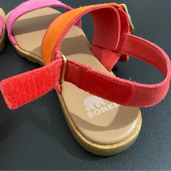 Sorel Ella lll Slingback Sandals Adjustable Strap Pink Orange Like New