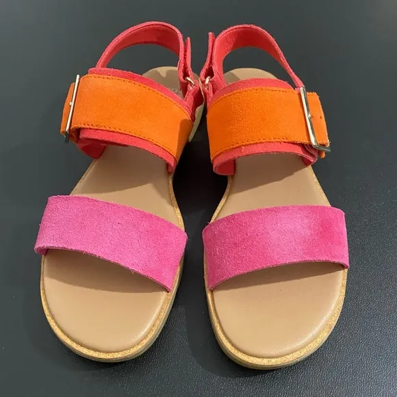 Sorel Ella lll Slingback Sandals Adjustable Strap Pink Orange Like New