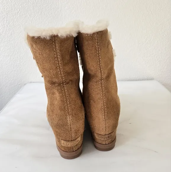 Sorel Joan Of Arctic Shearling Hidden Wedge II Lace-up Waterproof Boots Size 9