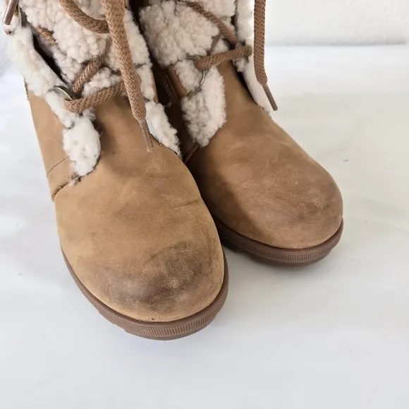 Sorel Joan Of Arctic Shearling Hidden Wedge II Lace-up Waterproof Boots Size 9