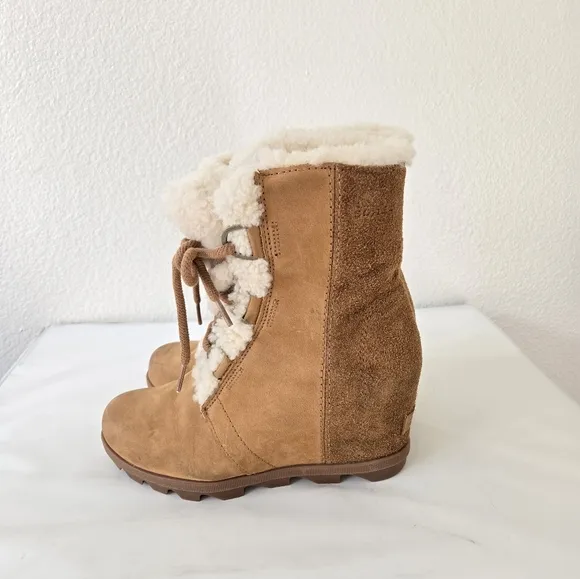 Sorel Joan Of Arctic Shearling Hidden Wedge II Lace-up Waterproof Boots Size 9