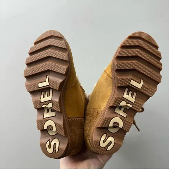 Sorel Joan of Arctic shearling wedge brown suede leather boots women's 7