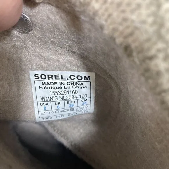 Sorel Joan Of Arctic Taupe Beige Suede Lace Up Waterproof Snow Boots