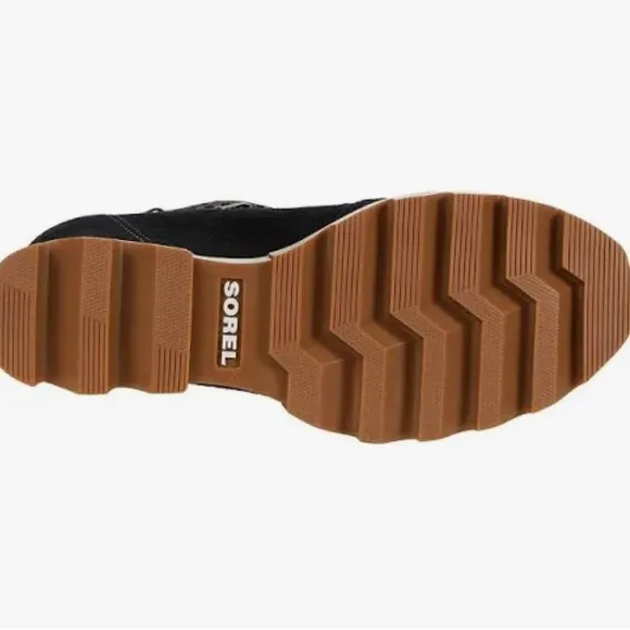 SOREL Joan of Arctic Wedge III Lace Cozy in black suede leather. New.