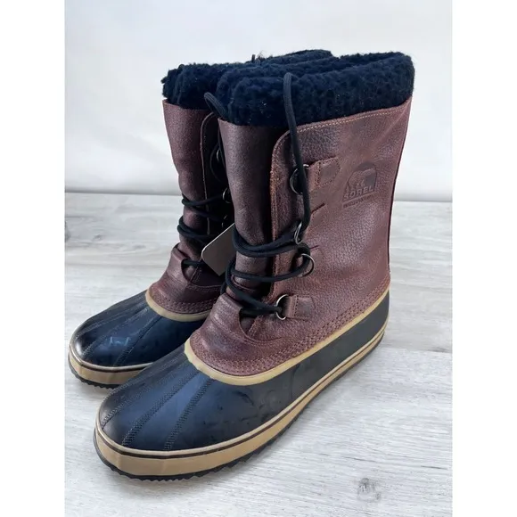 Sorel Mens Caribou Waterproof  Boots Brown &amp; Black Insulated Size 14