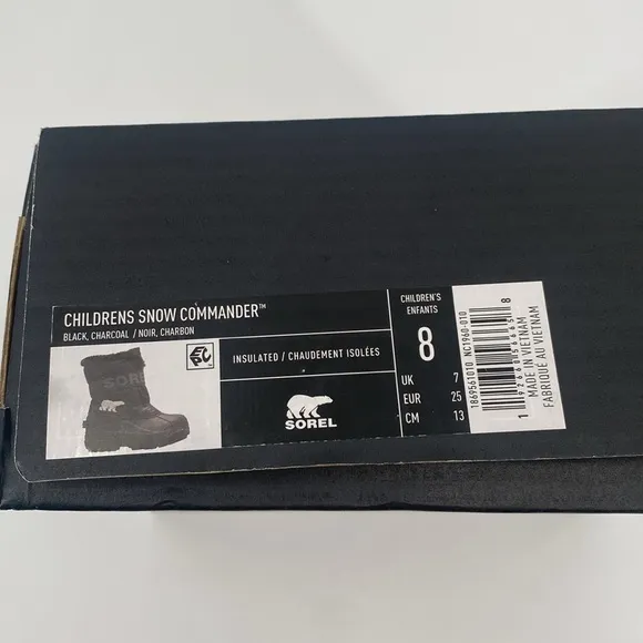 Sorel Toddler Black Snow Commander‎ Boots Size 8