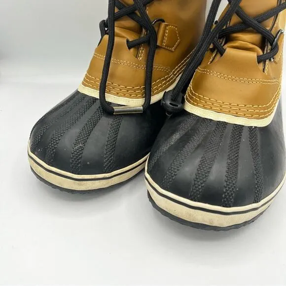 Sorel Waterproof Lace Up Lined Winter Boots Yoot Pac Tan Blue Youth 5/ Womens 6