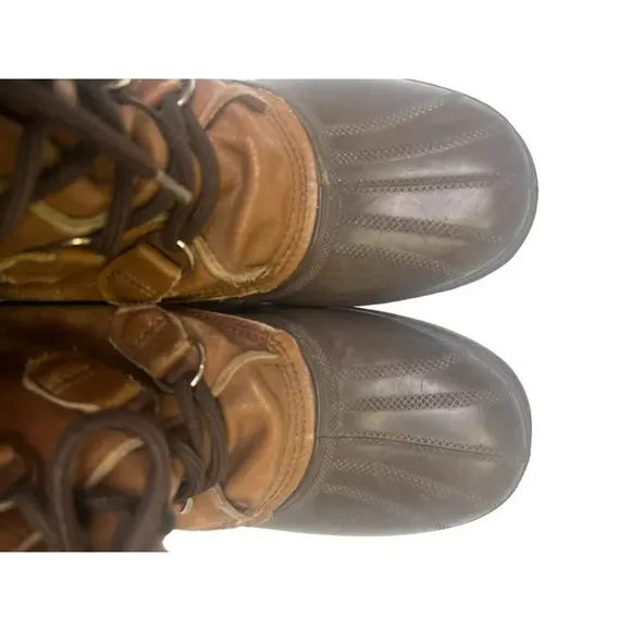 Sorel Winter Duck Boots Buffalo Men's Sz 8 Brown Leather Lace Up Shearling Lined