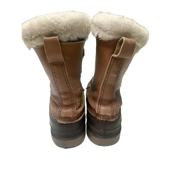 Sorel Winter Duck Boots Buffalo Men's Sz 8 Brown Leather Lace Up Shearling Lined