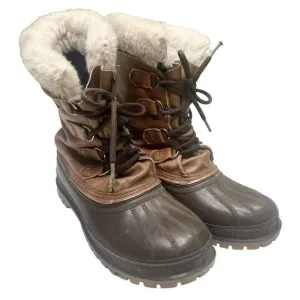 Sorel Winter Duck Boots Buffalo Men's Sz 8 Brown Leather Lace Up Shearling Lined