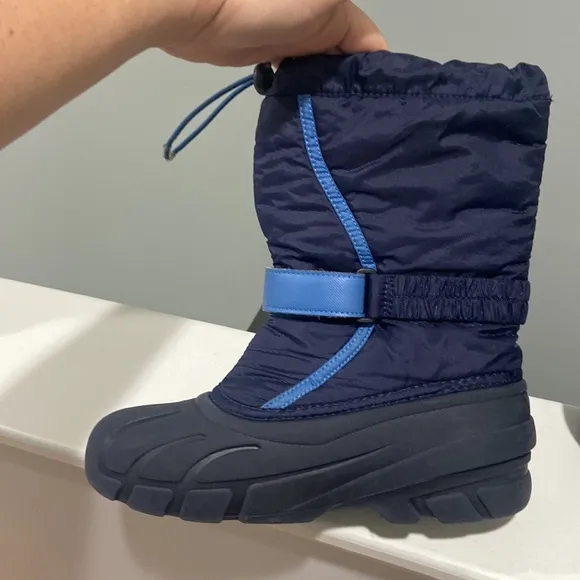 Sorel Winter snow boots black and blue kids size 6  *inspect photos for wear