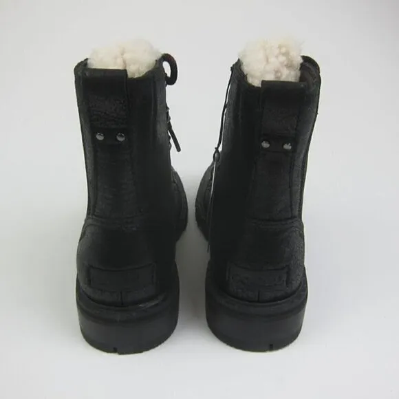 SOREL Womens 7 Black Leather Boots Lace Up Shearling Trim Waterproof NEW IN BOX