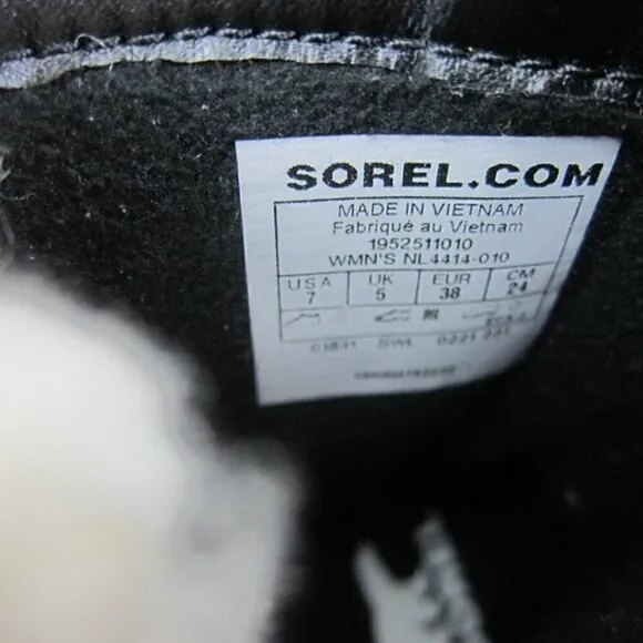 SOREL Womens 7 Black Leather Boots Lace Up Shearling Trim Waterproof NEW IN BOX