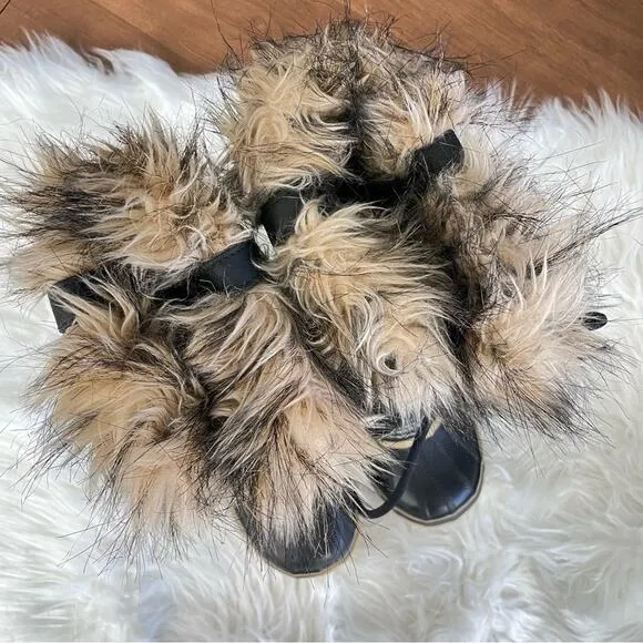 Sorel | Women’s Black Joan of Arctic Faux Fur Snow Boots Suede Lace-Up Winter 6