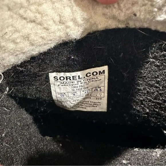 Sorel Womens 1964 Pac Graphic BOOTS 10 Waterproof Winter Snow Hiking Black