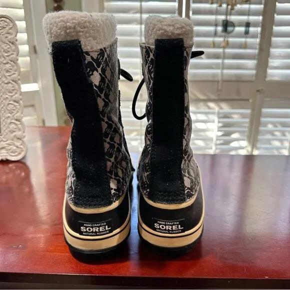 Sorel Womens 1964 Pac Graphic BOOTS 10 Waterproof Winter Snow Hiking Black
