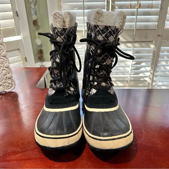 Sorel Womens 1964 Pac Graphic BOOTS 10 Waterproof Winter Snow Hiking Black
