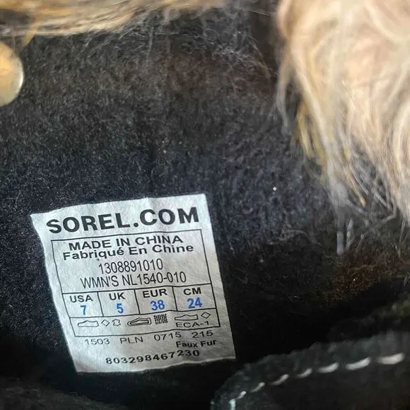 Sorel Black Womens Joan Of Arctic Waterproof Fur Lined Lace Up Winter Snow Boots