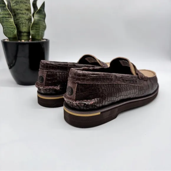 Sperry Eco Authentic Original Penny Double Sole Croc Embossed Ostrich Loafers