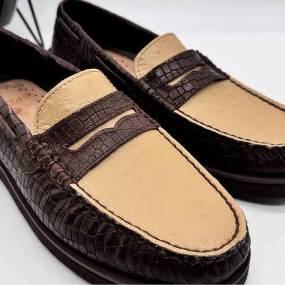 Sperry Eco Authentic Original Penny Double Sole Croc Embossed Ostrich Loafers