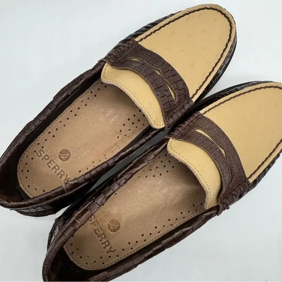 Sperry Eco Authentic Original Penny Double Sole Croc Embossed Ostrich Loafers
