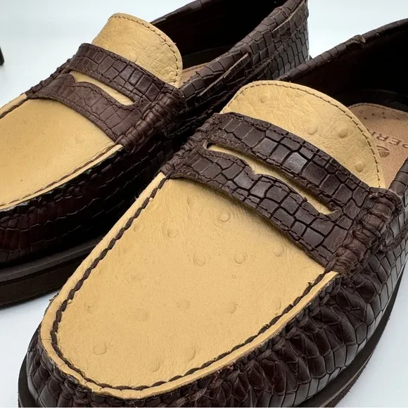 Sperry Eco Authentic Original Penny Double Sole Croc Embossed Ostrich Loafers