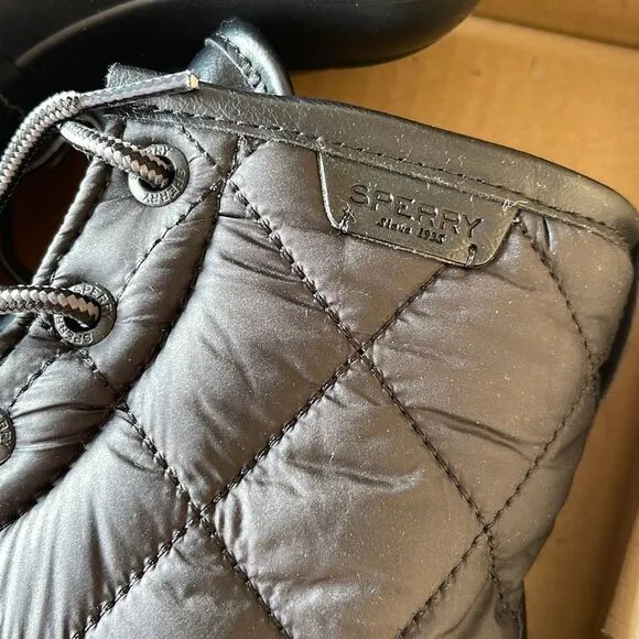 Sperry Mens Snow Boots Chukkas Booties Quilted Saltwater Duck Nylon Black 10