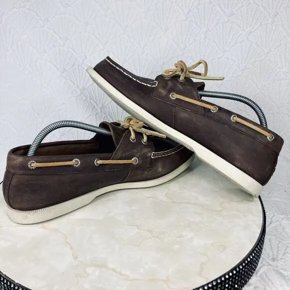 Sperry Top Sider Dressy Loafers 10.5 Brown Leather Nautical Slip On Career Shoes